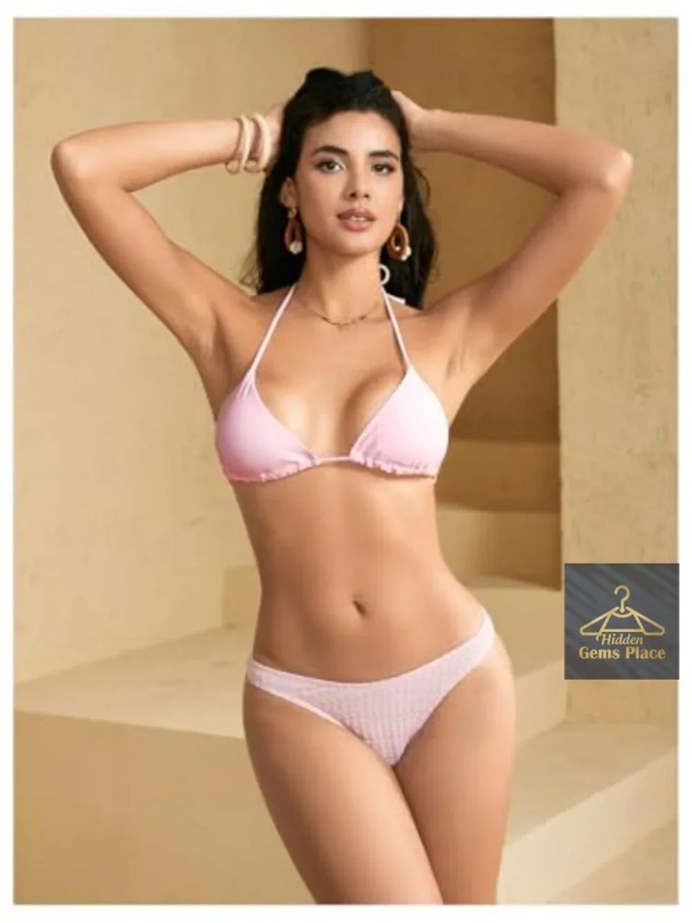 Women's Triangle Bikini Top Halter Micro Swimsuit Adjustable Straps Removable